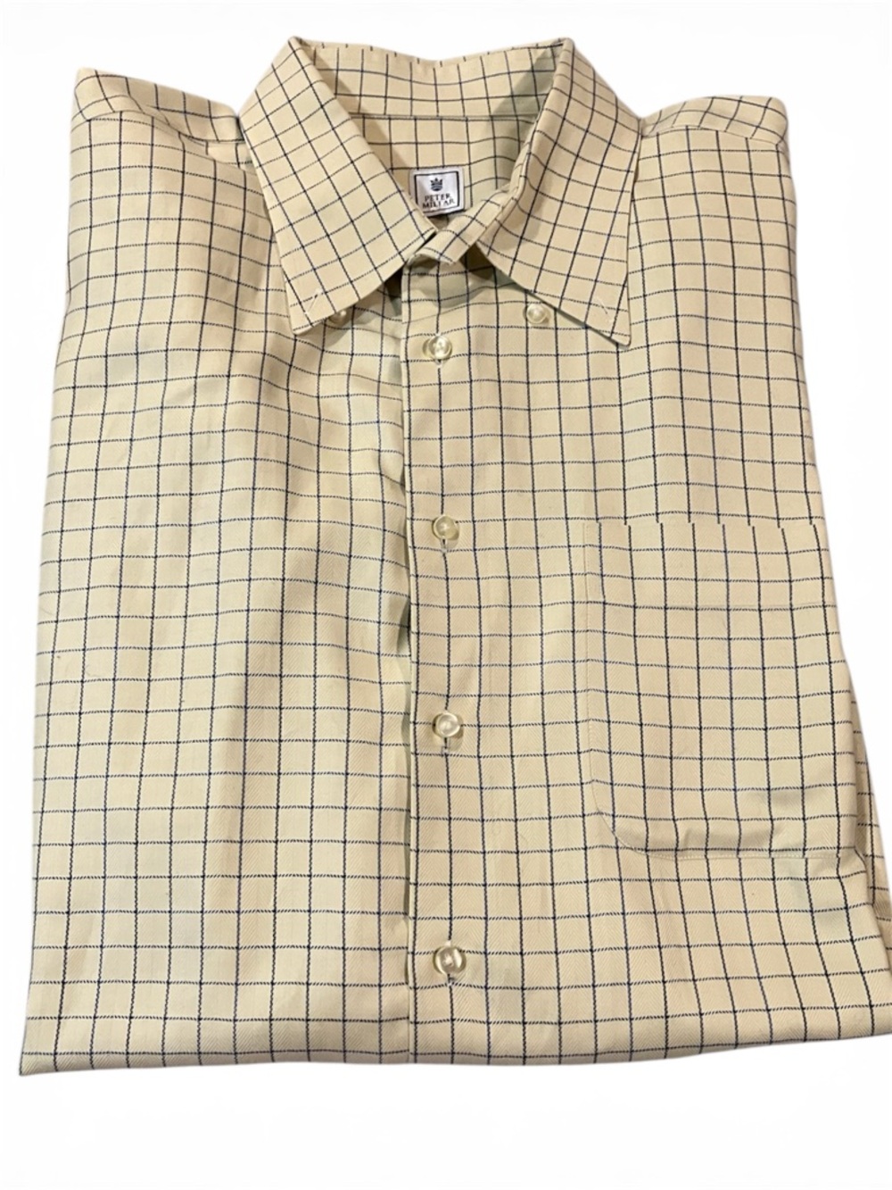 Peter Millar Shirt Mens Large Yellow Check Button Down Long Sleeve XL